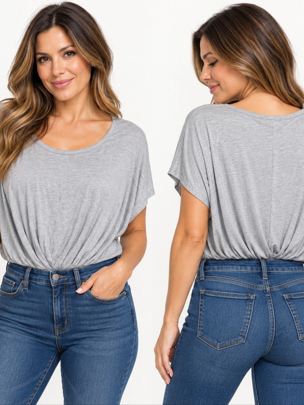 Fashion Nova Size M Gray Draped Bodysuit Contemporary Minimalist Clean Girl